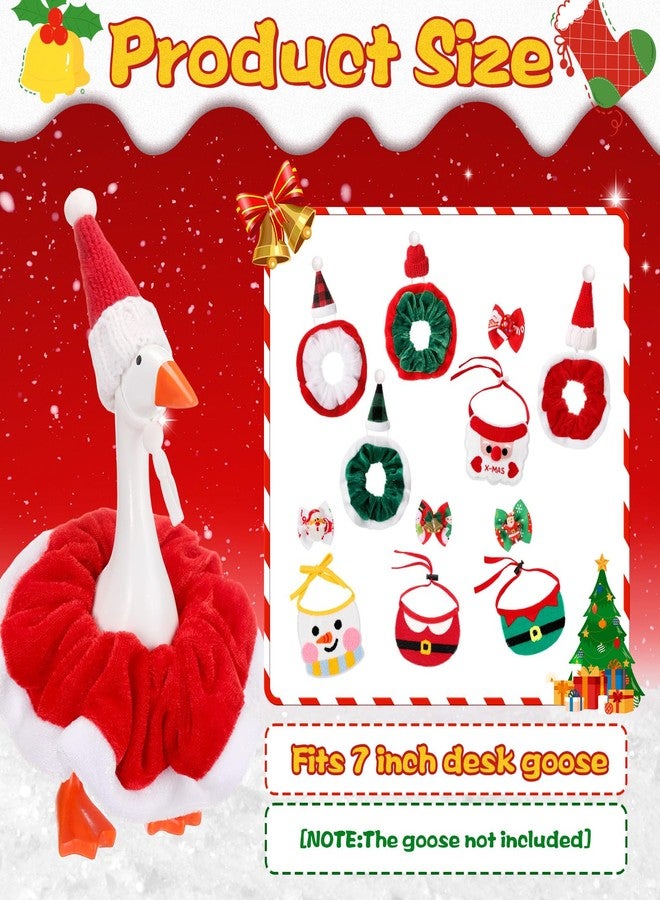 FineCheer 16 Pcs Christmas Mini Desk Goose Outfit Xmas Santa Elf Snowman Costume with Bandana Hats Headwear Bow Ties and Dress Clothes for Xmas Gift Magnetic Duck Toy Table Key Holder Decor - Image 2